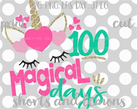 100 Days Svg 100th Day Of School Svg Unicorn Svg 100 Etsy