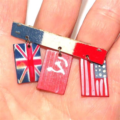 Wwii Three Allies Dangle Flags Pin Gem