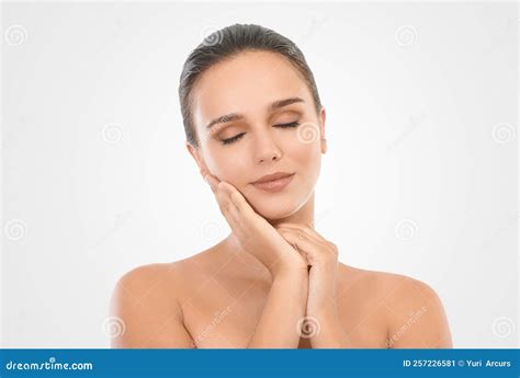 Perfecting Perfection Studio Beauty Shot Of An Attractive Brunette Woman Stock Image Image