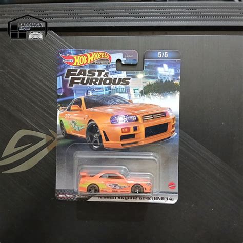 Jual Hot Wheels Nissan Skyline GT R BNR34 Orange Fast Furious Japan Card Kota Makassar