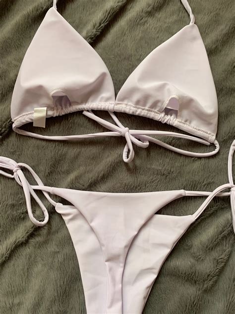 Summer Sexy Solid Mirco Bikini Sets Women Tie Side G String Thong Swimsuit Female Bandage