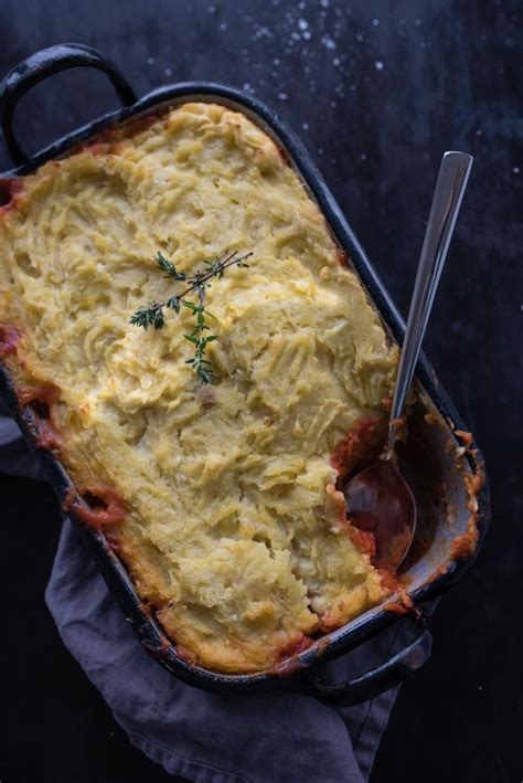 Veganer Shepherds Pie Mit Roten Linsen Kartoffel Sellerie Stampf