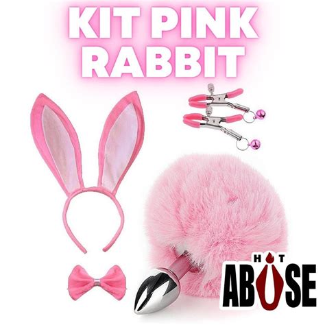 Kit Fantasia BDSM Coelho Rosa Plug Anal Grampo Tiara Gravata Fetiche Shopee Brasil