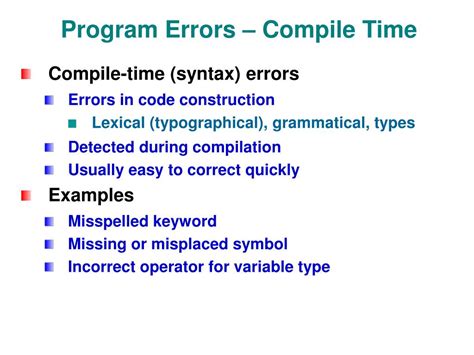 What Are The Different Categories Of Compile Time Errors Explain Each