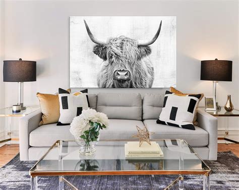 highland   abstract white cement background canvas print modern