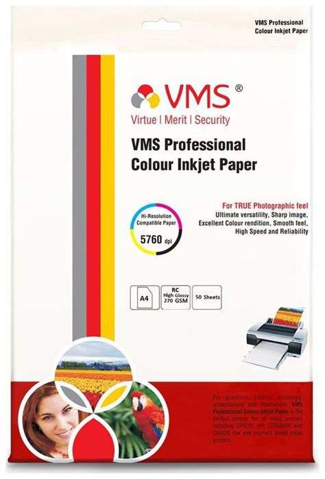 Buy VMS Professional 270 GSM A4 Photo Paper High Glossy 50 Sheets