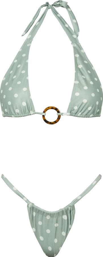 Viki Swim Cindy Cheeky Bikini Bottom In Green Polka ShopStyle