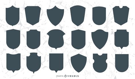 Escudos Cristalinos Bacias Sedimentares E Dobramentos Modernos - Descarga Vector De Conjunto De Escudos Y Emblemas.