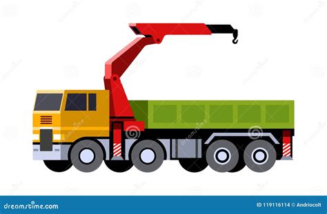 Knuckle Boom Crane Truck Vector Illustration | CartoonDealer.com #119116114