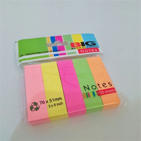 Sticky Note Big Penanda Buku Pembatas Buku Kertas 76x51 5 Warna
