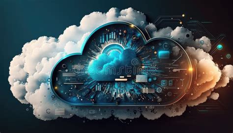 Konzept Der Cloud Computing Technologie Digitale Illustration