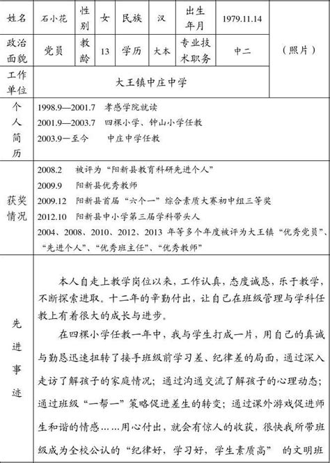 石小花师德标兵word文档在线阅读与下载无忧文档