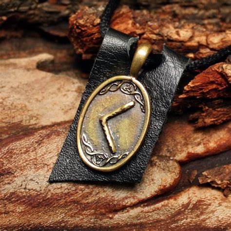 Bronze Kenaz Kaunan Rune Yggdrasil Viking Amulet Runic Nordic Etsy