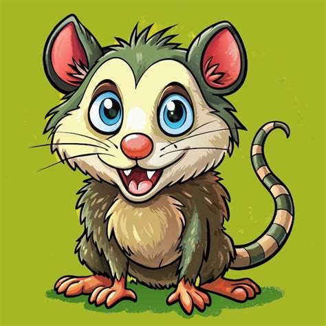 Una Caricatura De Un Gato Con Ojos Azules Y Un Fondo Verde Vector Premium