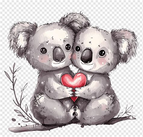 Koalas De Dibujos Animados Con Coraz N En La Rama De Un Rbol Amantes