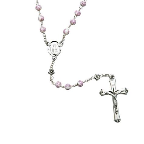 Pink Flower Ceramic Bead Rosary Ewtn Religious Catalogue