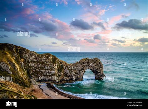 Sunset At Durdle Door Stock Photo Alamy