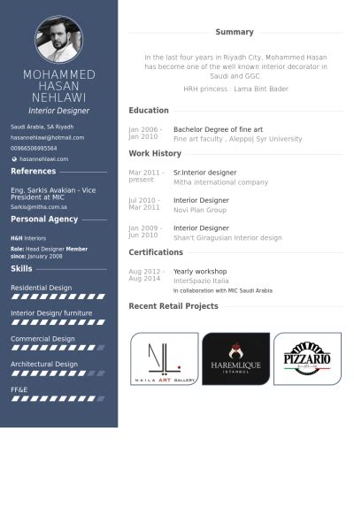 Interior Designer Resume Sample