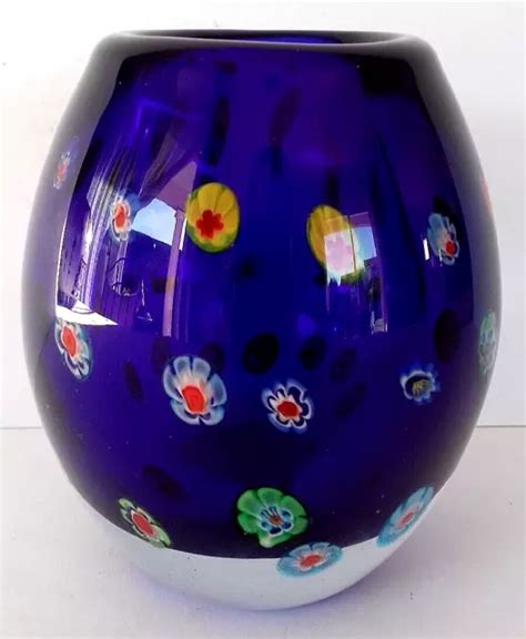 VASE VINTAGE MURANO millefiori en verre soufflé Venise Italie EUR