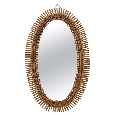 Vintage Large White Wooden Oval Wall Mirror, 1960s For Sale at 1stDibs