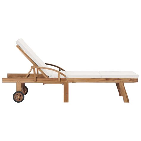 Sonnenliegen Mit Auflagen 2 Stk Massivholz Teak Creme Urban Lifestyle