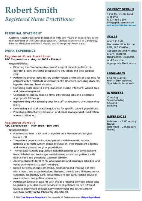 Nurse Practitioner Resume Samples Qwikresume