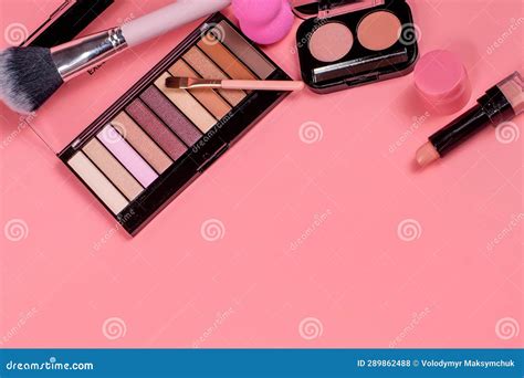 Beauty Background With Facial Cosmetic Products With Empty Copy Space Makeup Skin Care Concept