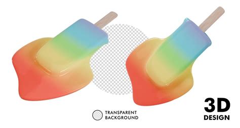 Premium Psd 3d Rainbow Popsicle With Transparent Background Isolated