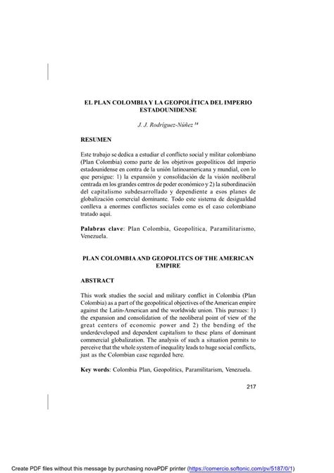 El Plan Colombia Y La Geopol Tica Del Imperio Estadounidense Docslib