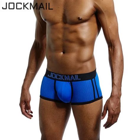 Jockmail Brand Packs Boxer Men Mesh U Pouch Ice Silk Gay Underwear Sexy Underpants Cueca Male