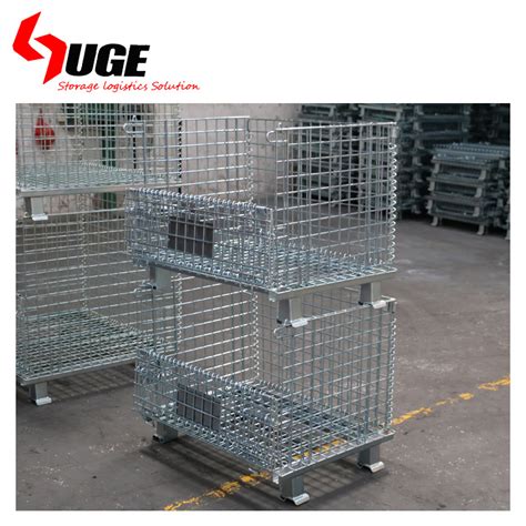 Heavy Duty Stackable Collapsible Steel Folding Warehouse Metal Wire