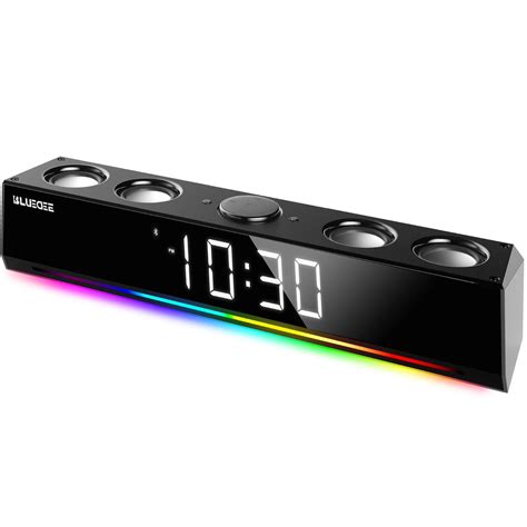 Computer Speakers for Desktop Bluetooth Computer Soundbar with Clock 3.5mm Aux-in Computer Sound ...