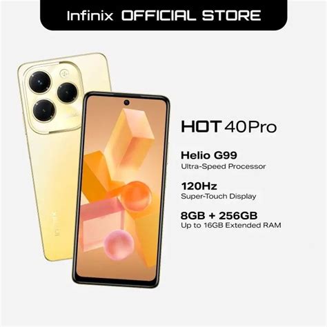 NEW Infinix HOT 40 PRO 256 8GB ผสานแรมสงสด 16GB Helio G99 ประมวลผลความเรวสง หนาจอหนาจอ