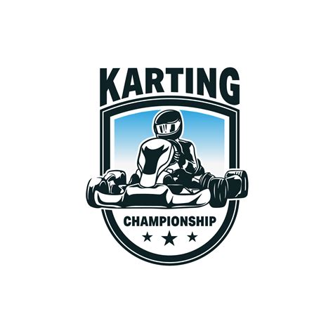 Kart Racing Emblems Logo Vector illustration. Kart racer with helmet