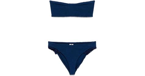 Hunza G Tracey Frill Bikini In Blue Lyst