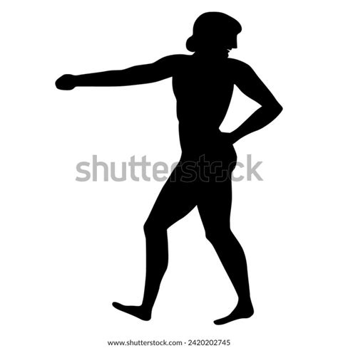 Naked Ancient Greek Man Dynamic Pose Stock Vector Royalty Free 2420202745 Shutterstock