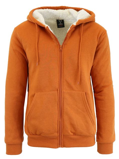 Mens Sherpa Fleece Lined Zip Up Hoodie