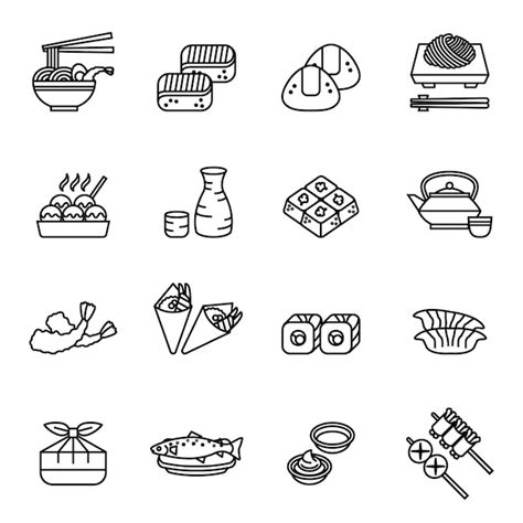 Premium Vector Japanese Food Icons Set