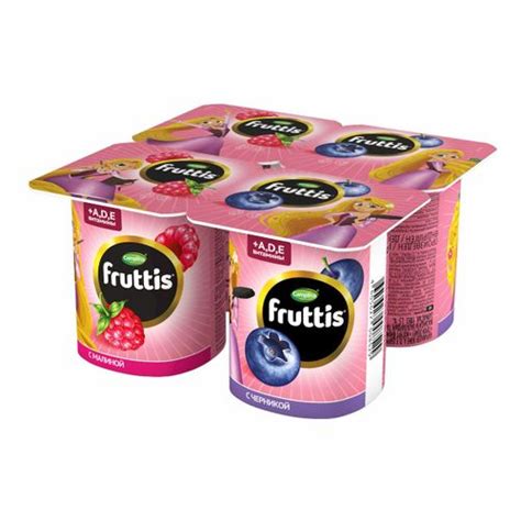 Йогурт Fruttis Герои Disney малина и черника 2,5% 110 г - купить с ...