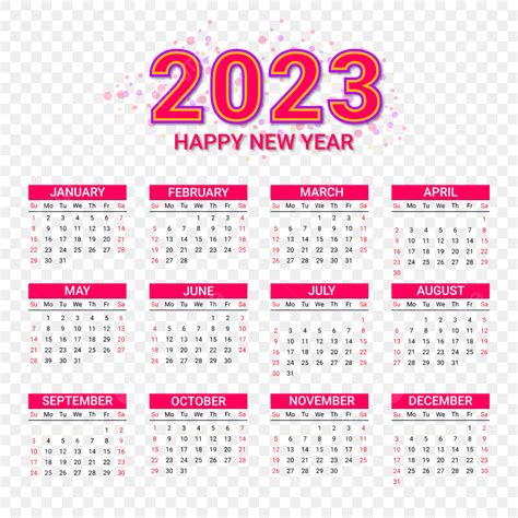 2023年日曆模板png圖像和新年快樂 2023年日曆 2023年日曆矢量 2023 年日曆日期向量圖案素材免費下載，png，eps和