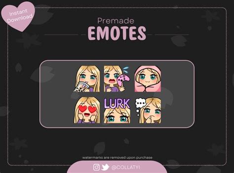 6 Blonde Hair Girl Emotes For Twitch Youtube Streamers Or Etsy