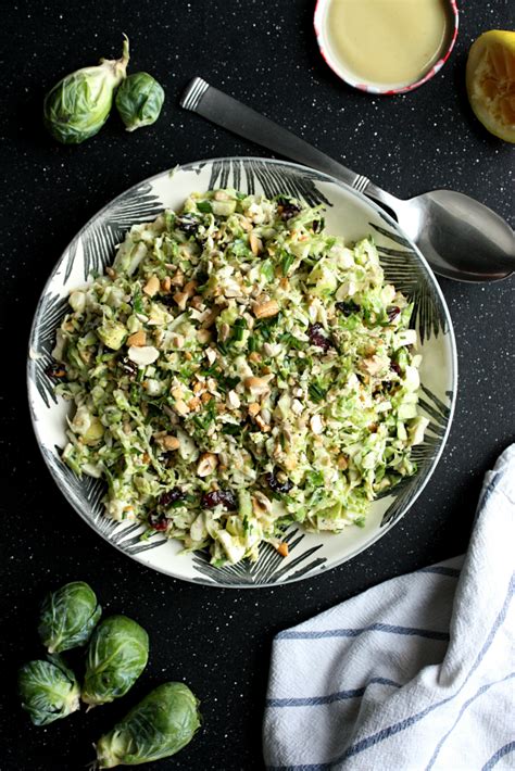 Brussel Sprout Slaw With Cranberries Cashews And Apples Monday Sunday Kitchen