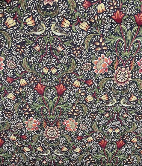 Ткань Гобелен Птицы У. Моррис чёрн фон 280 см - Уильям Моррис ткань ...
