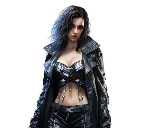 Premium AI Image Sexy Brunette Woman In Leather Jacket