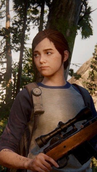 The Last Of Us Post Apocalyptic Person With Rifle Ellie Face Women