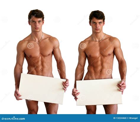 Naked Muscular Man Covering With A Box Stock Photo Image Of Bodybuilder Covering 13224460