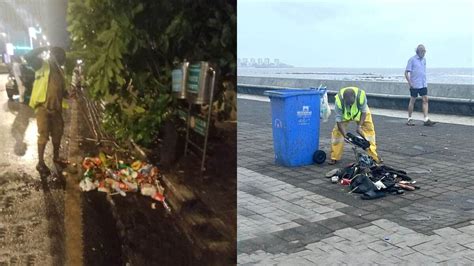 Massive Cleanup At Marine Drive After World Cup Victory Parade