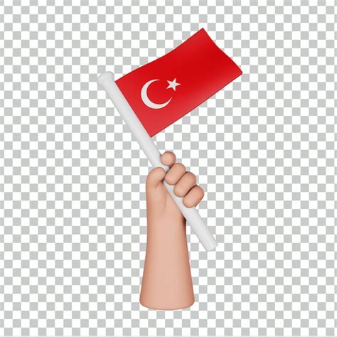 Premium PSD 3d Hand Holding A Flag Of Turkey