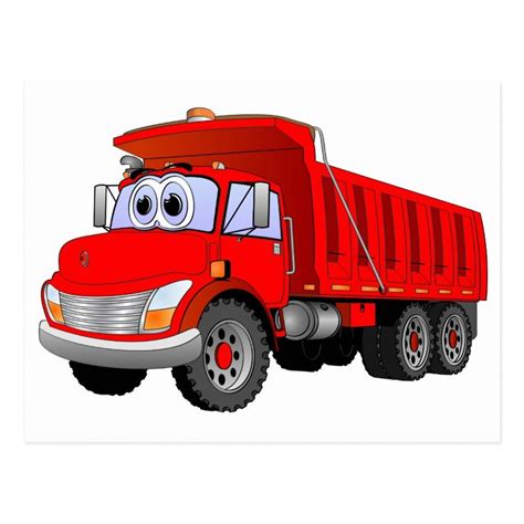 a cartoon red dump truck with eyes and nose