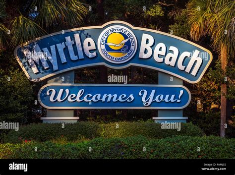 Welcoming Sign For City Of Myrtle Beach Stock Photo Alamy